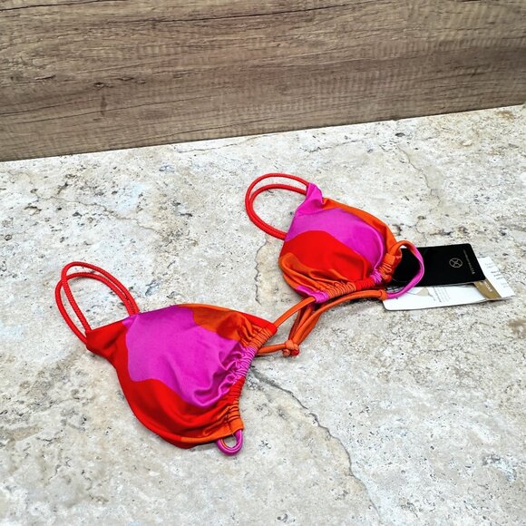 ViX Paula Hermanny Bikini Top L Triangle Swimwear Pink Orange Adjustable NWT - Picture 3 of 7
